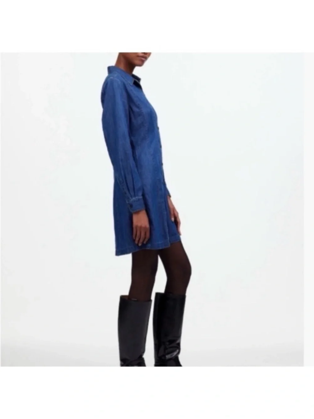 Madewell Button-Front Denim Shirt Dress size Small - Picture 6 of 6